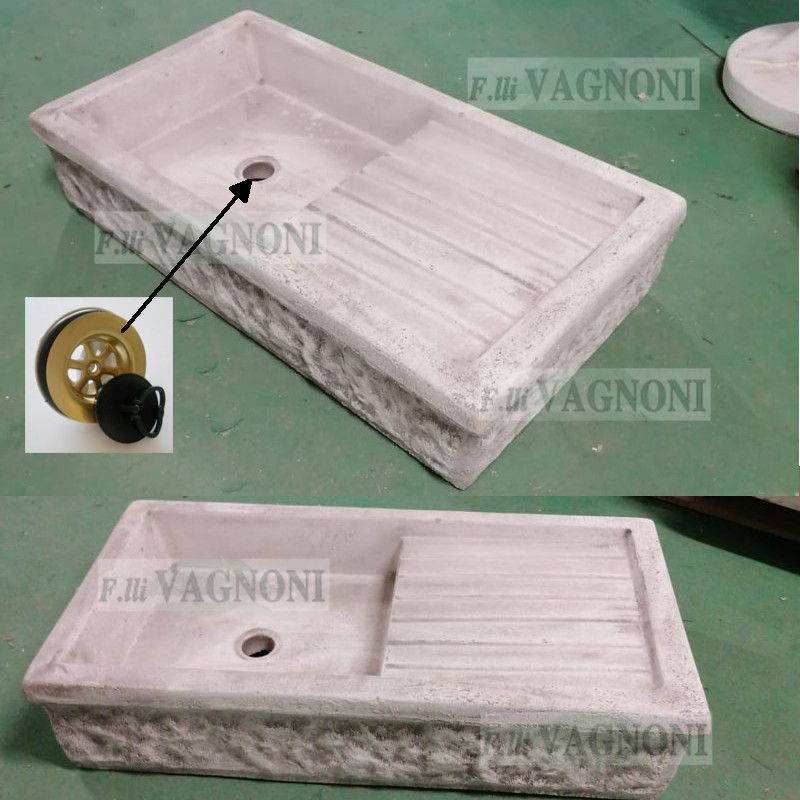 LAVANDINO LAVELLO IN CEMENTO PATINATO CM. 92 + PILETTA